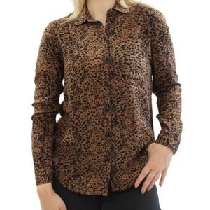Beach Lunch‎ Lounge Collection Relaxed Leopard Print Button Down Shirt Size XL